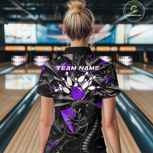 Load image into Gallery viewer, Custom Purple Cobra Snake Bowling Jersey for Women Bowling Team Shirts Polo &amp; 1/4 Zip HNT137
