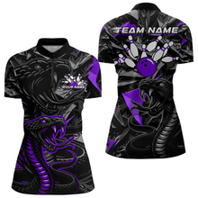 Load image into Gallery viewer, Custom Purple Cobra Snake Bowling Jersey for Women Bowling Team Shirts Polo &amp; 1/4 Zip HNT137