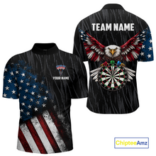Load image into Gallery viewer, Custom US Flag Eagle Dart Shirts for Men Darts Team Jerseys Dart Tournament Polo &amp; 1/4 Zip NNT142