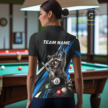 Load image into Gallery viewer, Custom Blue Funny Raccoon 8 Ball Billiard Shirt for Women Billiard Team Jersey Billiard League NNT191