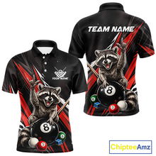 Load image into Gallery viewer, Custom Red Funny Raccoon 8 Ball Billiard Shirt for Men Billiard Team Jersey Billiard League NNT191