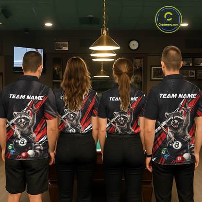 Custom Red Funny Raccoon 8 Ball Billiard Shirt for Women Billiard Team Jersey Billiard League NNT191