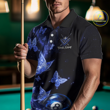 Load image into Gallery viewer, Custom Blue Butterfly Galaxy 8 Ball Billiard Shirt for Men Billiard Team Jersey Billiard League NNT192