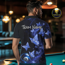 Load image into Gallery viewer, Custom Blue Butterfly Galaxy 8 Ball Billiard Shirt for Men Billiard Team Jersey Billiard League NNT192