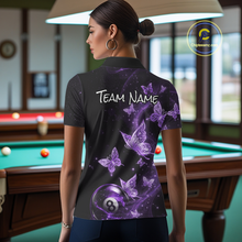 Load image into Gallery viewer, Custom Purple Butterfly Galaxy 8 Ball Billiard Shirt for Women Billiard Team Jersey Billiard League NNT192