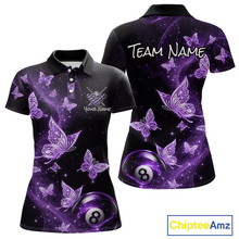 Load image into Gallery viewer, Custom Purple Butterfly Galaxy 8 Ball Billiard Shirt for Women Billiard Team Jersey Billiard League NNT192
