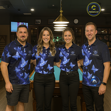 Load image into Gallery viewer, Custom Blue Butterfly Galaxy 8 Ball Billiard Shirt for Women Billiard Team Jersey Billiard League NNT192