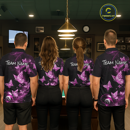 Custom Pink Butterfly Galaxy 8 Ball Billiard Shirt for Men Billiard Team Jersey Billiard League NNT192