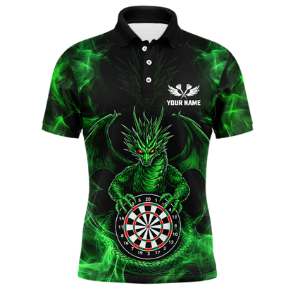 Custom Green Dragon Darts Board Dart Shirts For Men Darts Team Jerseys Polo & 1/4 Zip NNT121