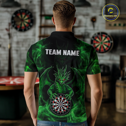Custom Green Dragon Darts Board Dart Shirts For Men Darts Team Jerseys Polo & 1/4 Zip NNT121