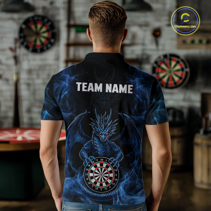 Custom Blue Dragon Darts Board Dart Shirts For Men Darts Team Jerseys Polo & 1/4 Zip NNT121