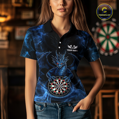 Custom Blue Dragon Darts Board Dart Shirts For Women Darts Team Jerseys Polo & 1/4 Zip NNT121