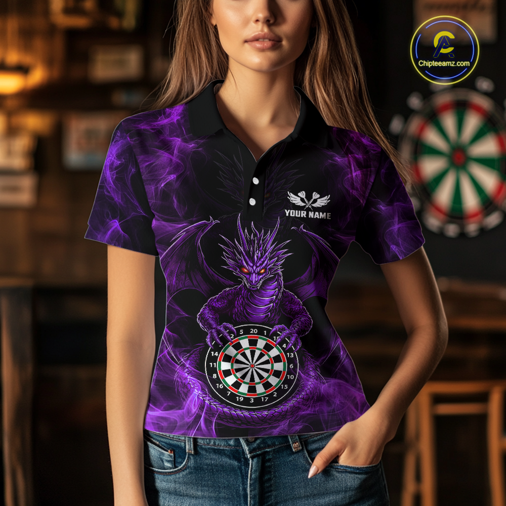 Custom Purple Dragon Darts Board Dart Shirts For Women Darts Team Jerseys Polo & 1/4 Zip NNT121