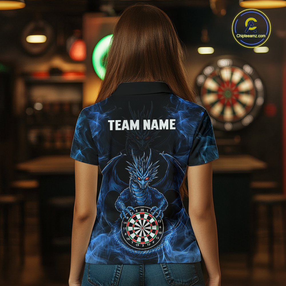 Custom Blue Dragon Darts Board Dart Shirts For Women Darts Team Jerseys Polo & 1/4 Zip NNT121