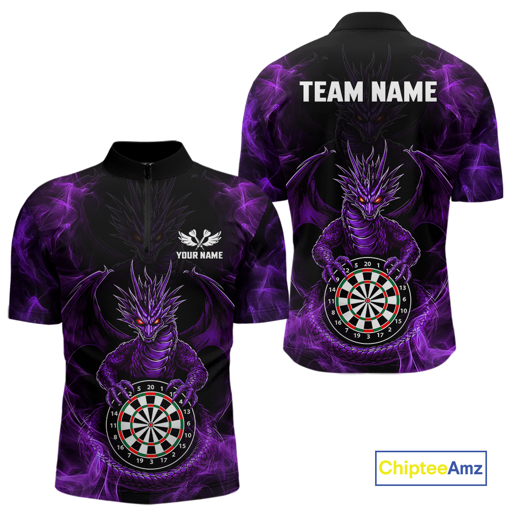 Custom Purple Dragon Darts Board Dart Shirts For Women Darts Team Jerseys Polo & 1/4 Zip NNT121