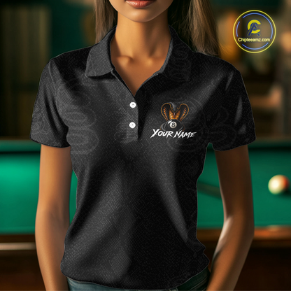 Custom Black Cobra Snake 8 Ball Billiard Shirt for Women Billiard Team Jersey Billiard League NNT188