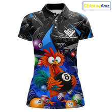 Load image into Gallery viewer, Custom Blue Funny Chicken 8 Ball &amp; 9 Ball Billiard Shirt for Women Billiard Team Jerseys NNT190