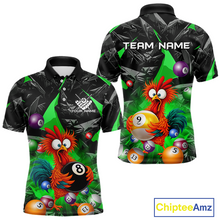 Load image into Gallery viewer, Custom Green Funny Chicken 8 Ball &amp; 9 Ball Billiard Shirt for Men Billiard Team Jerseys NNT190