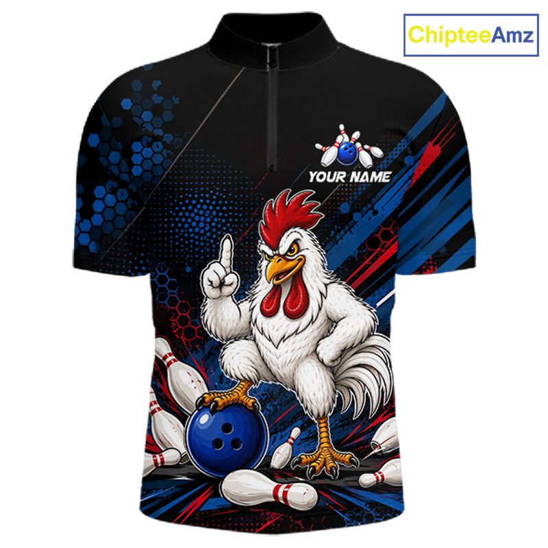 Custom Funny Chicken Bowling Jersey for Men Chicken Bowling Team Shirts Polo & 1/4 Zip HNT508