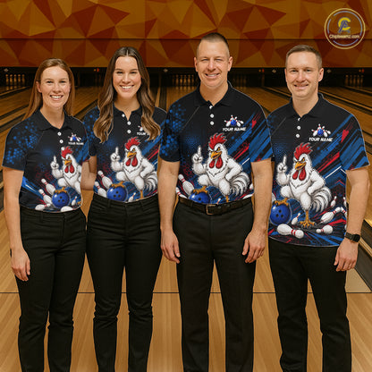 Custom Funny Chicken Bowling Jersey for Women Chicken Bowling Team Shirts Polo & 1/4 Zip HNT508