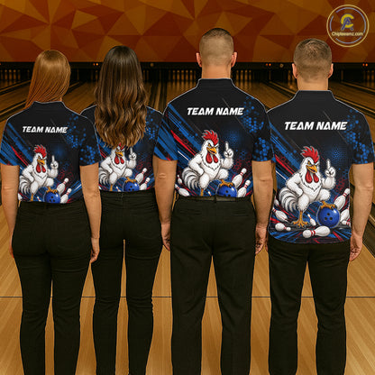 Custom Funny Chicken Bowling Jersey for Women Chicken Bowling Team Shirts Polo & 1/4 Zip HNT508