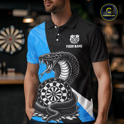 Custom Turquoise Cobra Snake Darts Shirt for Men Darts Team Jerseys Dartboard Shirt NNT294