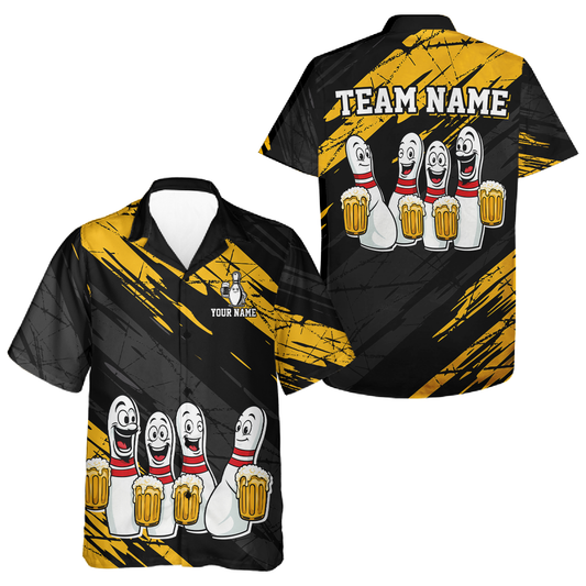 Custom Yellow Hawaiian Bowling Jersey for Men Women Bowling Tournament Bowling Team Shirts HNT178