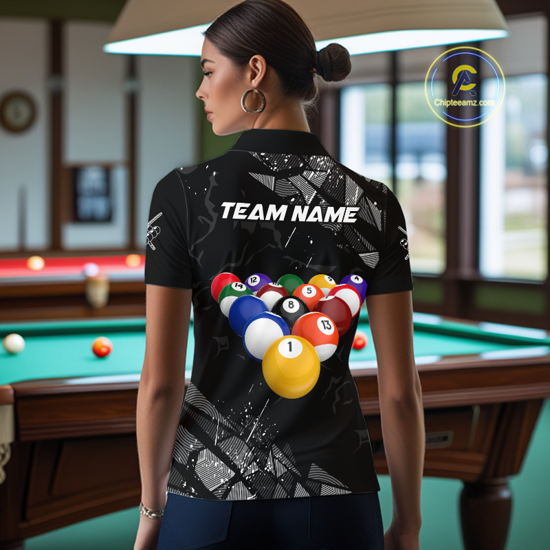 Custom Balls Billiard Shirts for Women Billiard League Billiard Team Shirts Polo & 1/4 Zip NNT104