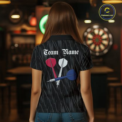 Custom American Flag Dart Shirts For Women Dart Board Shirts Polo & 1/4 Zip Dart Jersey Team NNT126