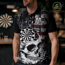 Load image into Gallery viewer, Custom American Flag Skull Dart Shirt Dart Team Jersey for Men Dartboard Shirts Dart League NNT176
