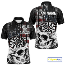 Load image into Gallery viewer, Custom American Flag Skull Dart Shirt Dart Team Jersey for Men Dartboard Shirts Dart League NNT176