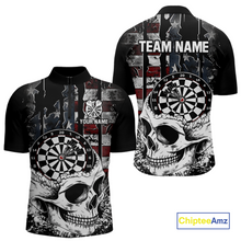 Load image into Gallery viewer, Custom American Flag Skull Dart Shirt Dart Team Jersey for Men Dartboard Shirts Dart League NNT176