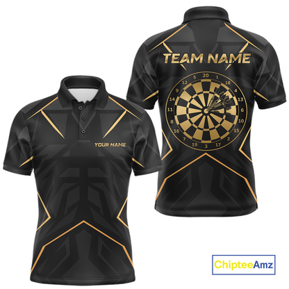Custom Black Gold Dartboard Shirts Dart Shirt for Men Dart Team Jersey Dart League NNT178