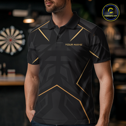 Custom Black Gold Dartboard Shirts Dart Shirt for Men Dart Team Jersey Dart League NNT178
