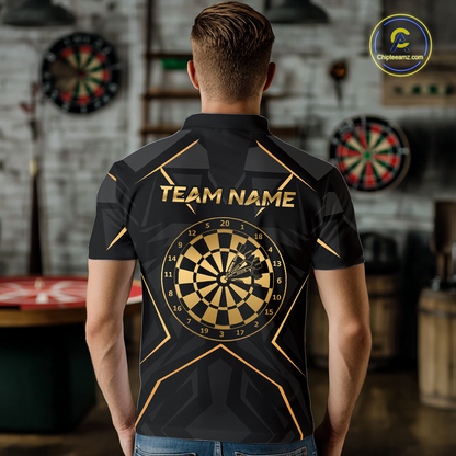 Custom Black Gold Dartboard Shirts Dart Shirt for Men Dart Team Jersey Dart League NNT178