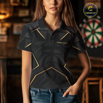 Custom Black Gold Dartboard Shirts Dart Shirt for Women Dart Team Jersey Dart League NNT178