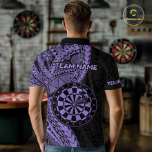 Load image into Gallery viewer, Custom Purple Tribal Dart Shirts for Men Dart Team Jersey Dartboard Gifts Polo &amp; 1/4 Zip NNT163