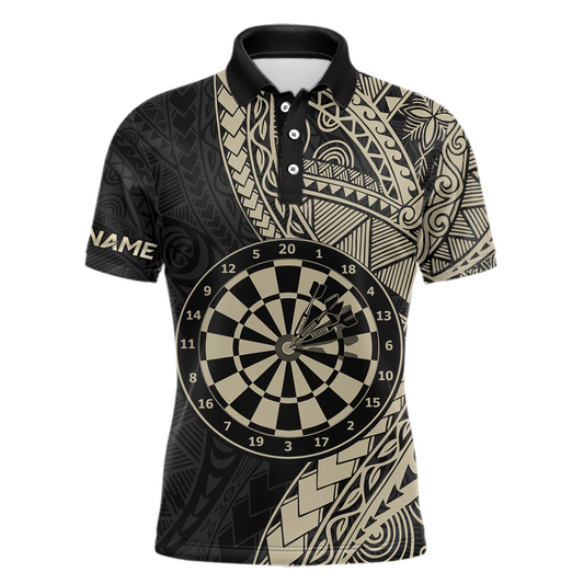 Custom Yellow Tribal Dart Shirts for Men Dart Team Jersey Dartboard Gifts Polo & 1/4 Zip NNT163