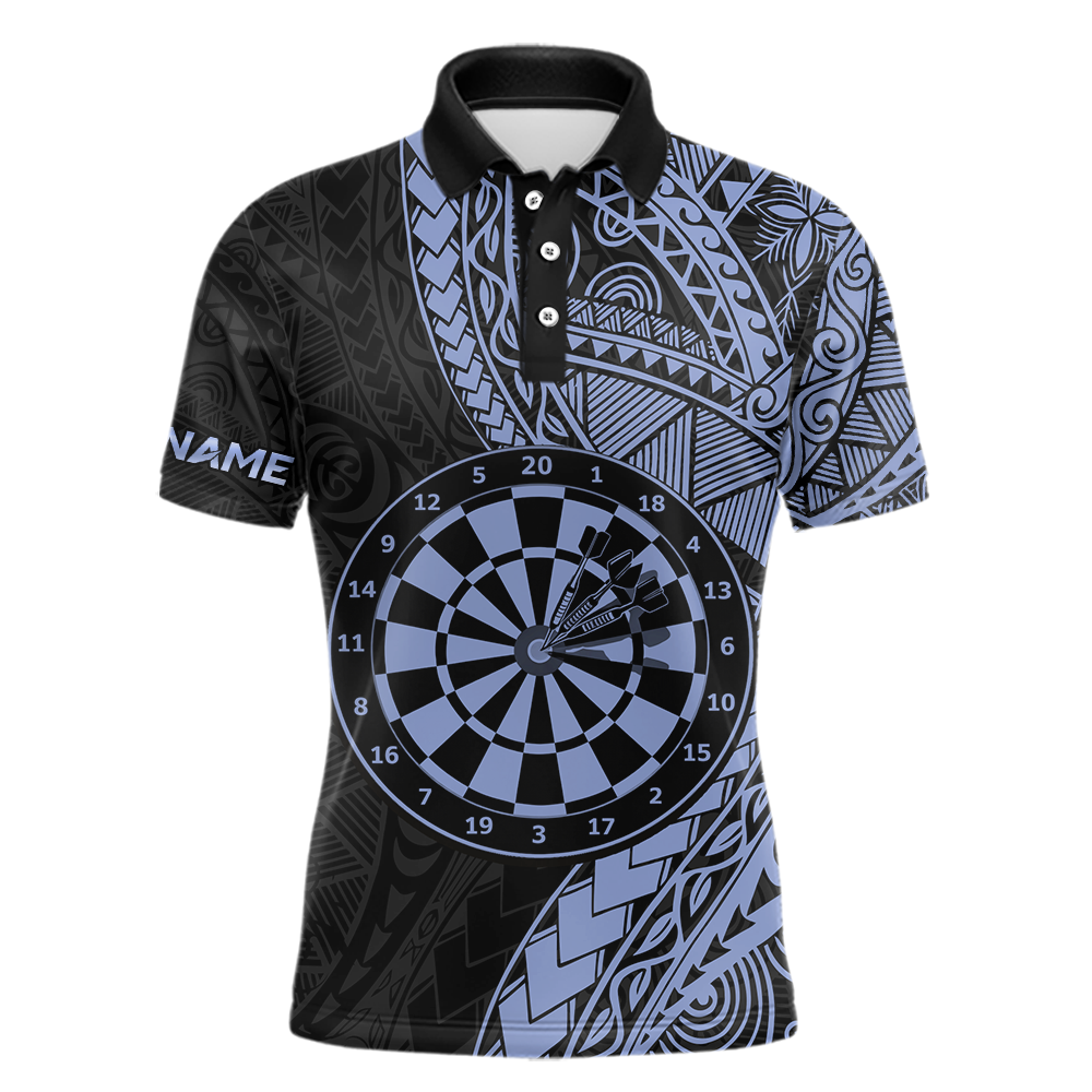 Custom Blue Tribal Dart Shirts for Men Dart Team Jersey Dartboard Gifts Polo & 1/4 Zip NNT163