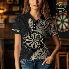 Load image into Gallery viewer, Custom Yellow Tribal Dart Shirts for Women Dart Team Jersey Dartboard Gifts Polo &amp; 1/4 Zip NNT163