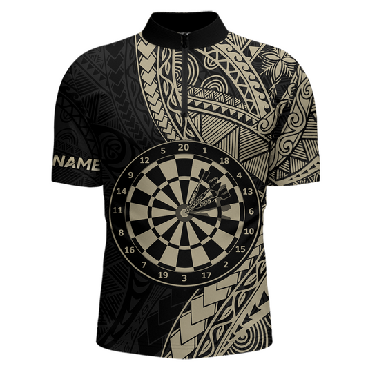 Custom Yellow Tribal Dart Shirts for Men Dart Team Jersey Dartboard Gifts Polo & 1/4 Zip NNT163