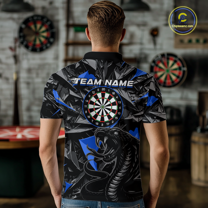 Blue Custom Cobra Snake Dart Shirts for Men Dart Team Jersey Dartboard Gifts Polo & 1/4 Zip NNT162