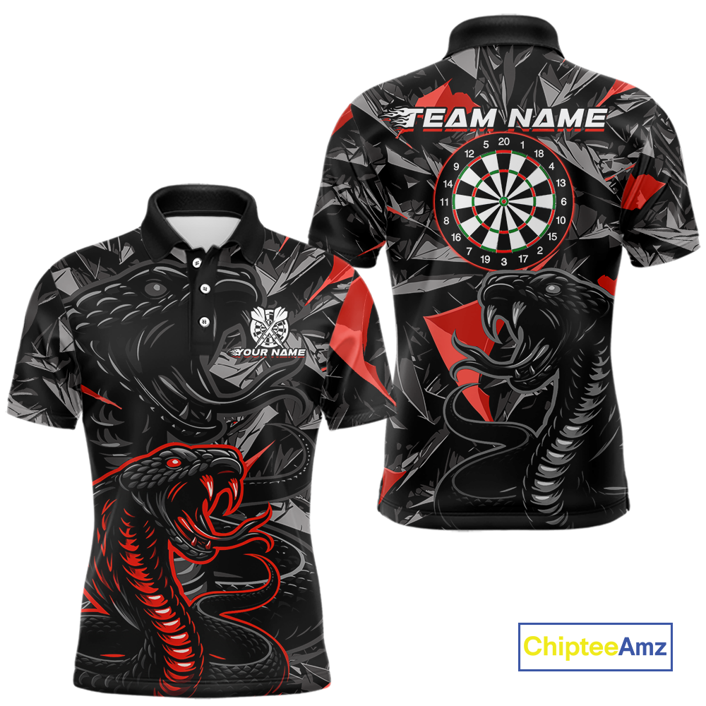 Red Custom Cobra Snake Dart Shirts for Men Dart Team Jersey Dartboard Gifts Polo & 1/4 Zip NNT162