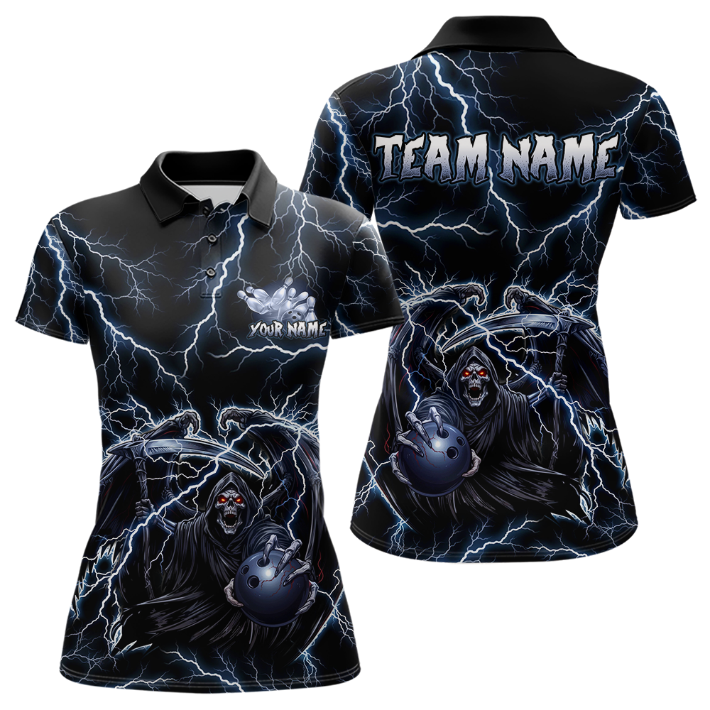 Custom Thunder Skeleton Bowling Jersey for Women Polo & 1/4 Zip Bowling Team Shirts HNT152