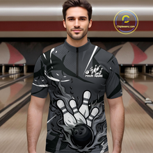 Load image into Gallery viewer, Custom Flame Bowling Jersey for Men Polo &amp; 1/4 Zip Bowling Team Shirts Bowling League HNT151