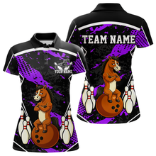 Load image into Gallery viewer, Custom Purple Funny Horse Bowling Tournament Jersey for Women Bowling Team Shirts Polo &amp; 1/4 Zip HNT180