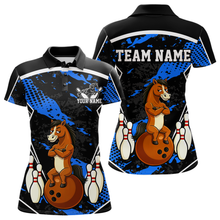 Load image into Gallery viewer, Custom Blue Funny Horse Bowling Tournament Jersey for Women Bowling Team Shirts Polo &amp; 1/4 Zip HNT180