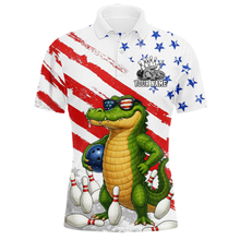 Load image into Gallery viewer, Custom US Flag Funny Alligator Bowling shirts for Men, Crocodile  Bowling Team Jerseys HNT206