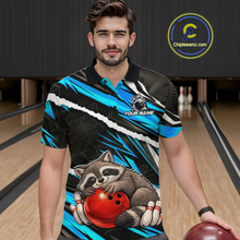 Load image into Gallery viewer, Custom Turquoise Raccoon Bowling Jersey for Men Bowling Team Shirts Polo &amp; 1/4 Zip HNT247