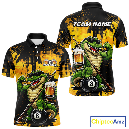 Custom Beer Alligator 8 Ball Pool Shirts Billiard Shirt for Men Billiard Team Jersey Billiard League NNT182